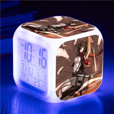 Attack on Titan Eren Jaeger Mikasa Ackerman Action Figure Clock Shingeki no Kyojin Rivaille Alarm Clocks Despertador Glowing Toy