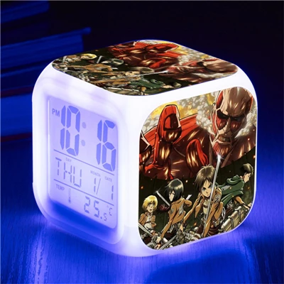 Attack on Titan Eren Jaeger Mikasa Ackerman Action Figure Clock Shingeki no Kyojin Rivaille Alarm Clocks Despertador Glowing Toy