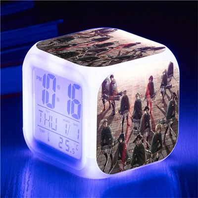 Attack on Titan Eren Jaeger Mikasa Ackerman Action Figure Clock Shingeki no Kyojin Rivaille Alarm Clocks Despertador Glowing Toy