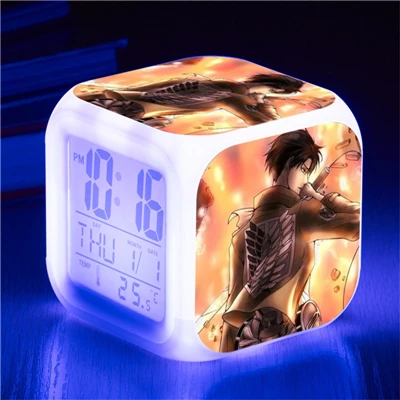 Attack on Titan Eren Jaeger Mikasa Ackerman Action Figure Clock Shingeki no Kyojin Rivaille Alarm Clocks Despertador Glowing Toy