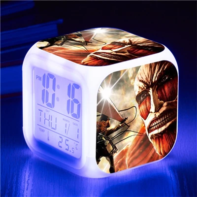 Attack on Titan Eren Jaeger Mikasa Ackerman Action Figure Clock Shingeki no Kyojin Rivaille Alarm Clocks Despertador Glowing Toy