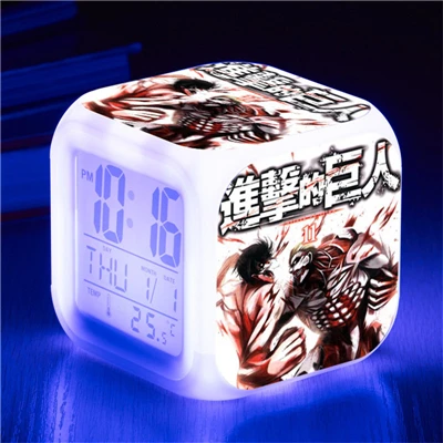 Attack on Titan Eren Jaeger Mikasa Ackerman Action Figure Clock Shingeki no Kyojin Rivaille Alarm Clocks Despertador Glowing Toy