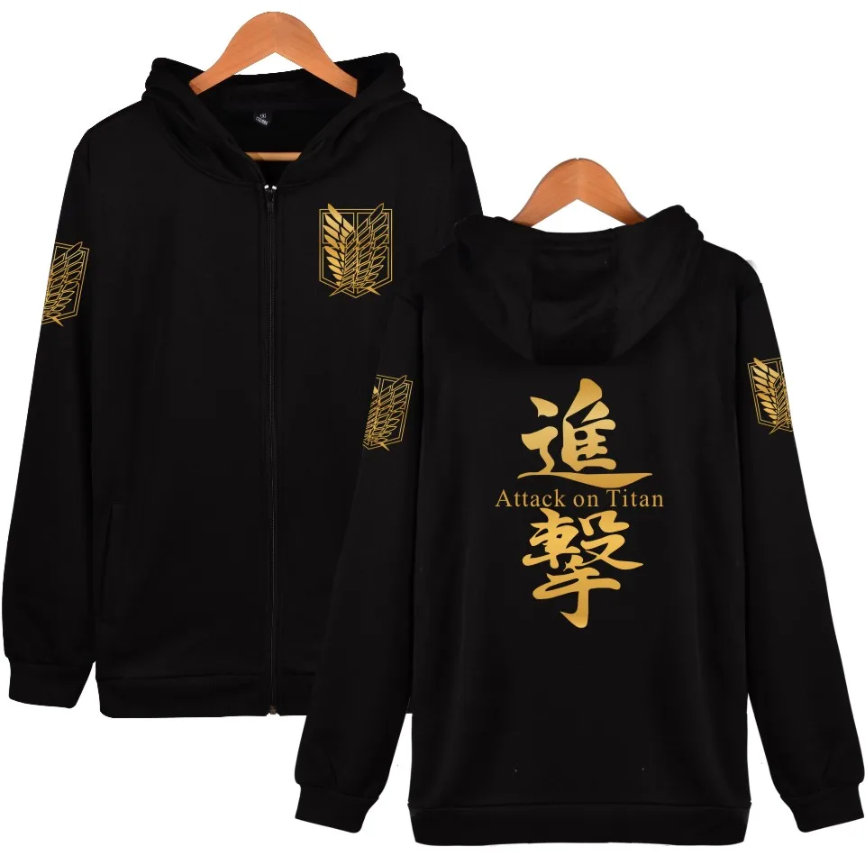 Attack On Titan Zipper Hooded Coats Sweatshirts Anime Jackets Harajuku Autumn Winter Warm Hoodies Men/Women Zipper Hoodies