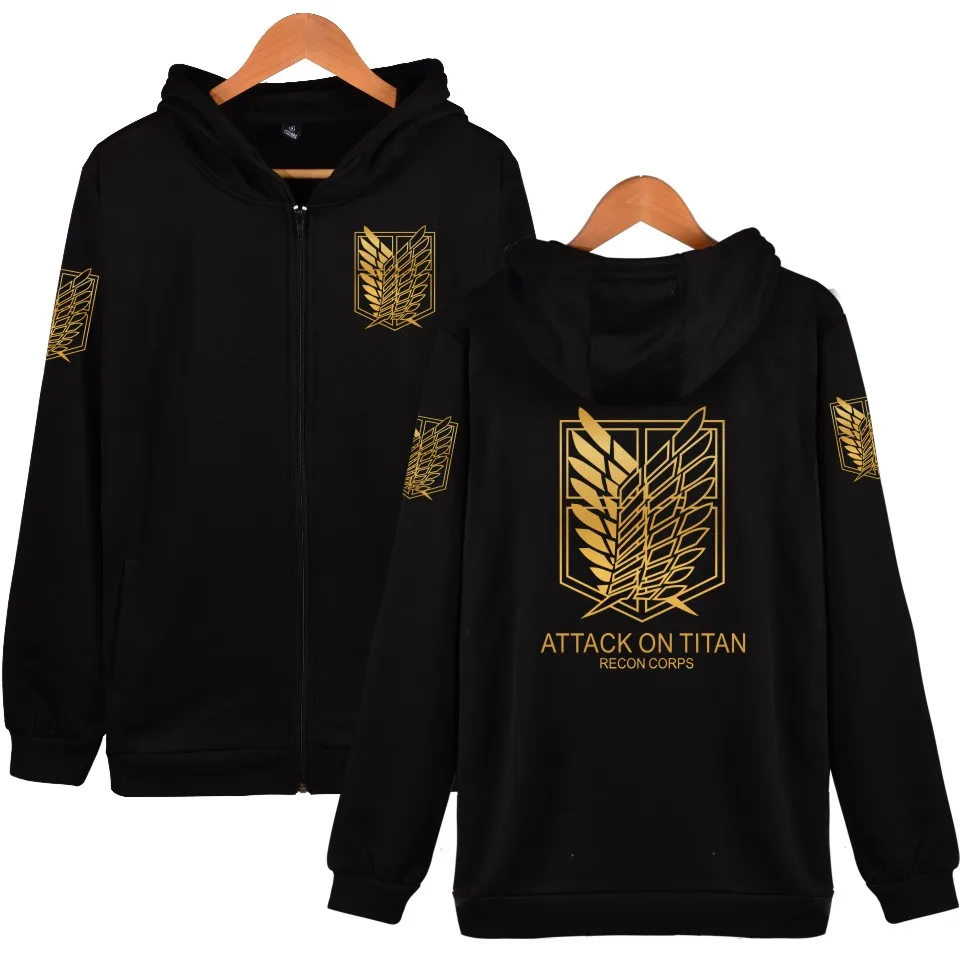 Attack On Titan Zipper Hooded Coats Sweatshirts Anime Jackets Harajuku Autumn Winter Warm Hoodies Men/Women Zipper Hoodies