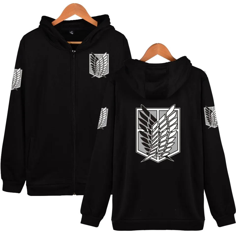 Attack On Titan Zipper Hooded Coats Sweatshirts Anime Jackets Harajuku Autumn Winter Warm Hoodies Men/Women Zipper Hoodies