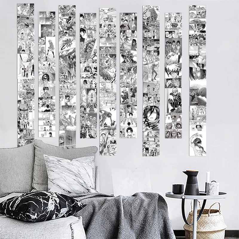 50Pcs Attack on Titan Anime Panel Aesthetic Wall Collage Kit Delicate Art Prints Poster Card Bedroom Dorm Decoration for Teens