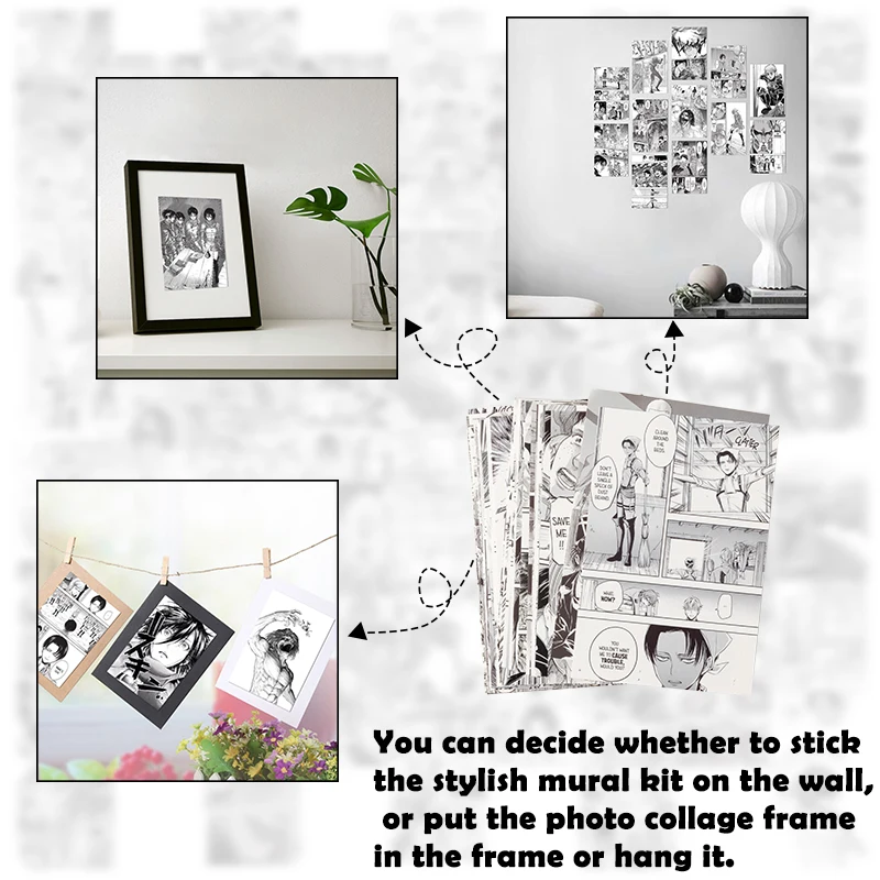 50Pcs Attack on Titan Anime Panel Aesthetic Wall Collage Kit Delicate Art Prints Poster Card Bedroom Dorm Decoration for Teens