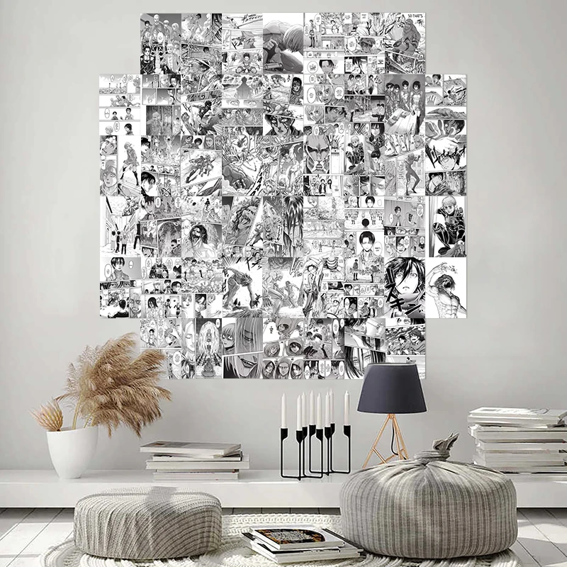 50Pcs Attack on Titan Anime Panel Aesthetic Wall Collage Kit Delicate Art Prints Poster Card Bedroom Dorm Decoration for Teens