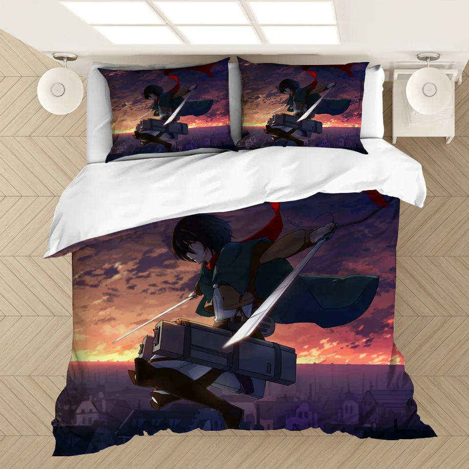 Anime Attack on Titan 3D Printed Bedding Set Duvet Covers Pillowcases Comforter Bedding Set Bedclothes Bed Linen(NO sheet)