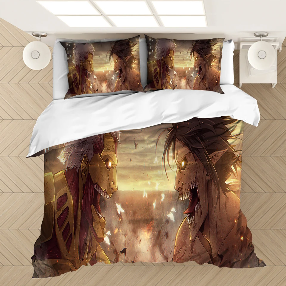 Anime Attack on Titan 3D Printed Bedding Set Duvet Covers Pillowcases Comforter Bedding Set Bedclothes Bed Linen(NO sheet)