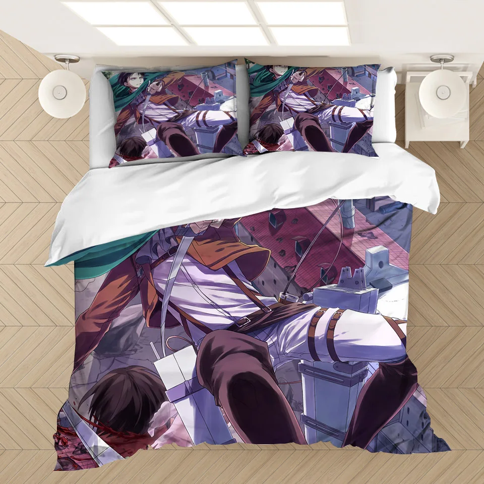 Anime Attack on Titan 3D Printed Bedding Set Duvet Covers Pillowcases Comforter Bedding Set Bedclothes Bed Linen(NO sheet)