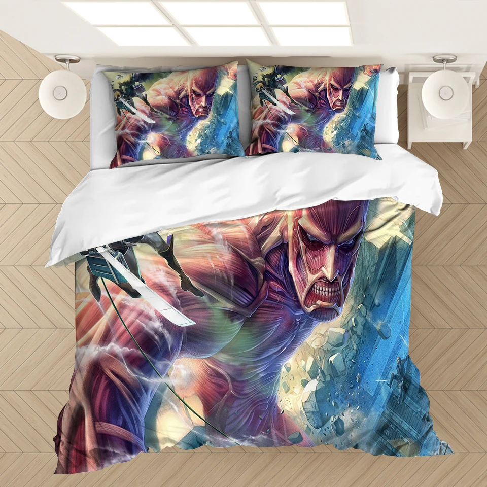 Anime Attack on Titan 3D Printed Bedding Set Duvet Covers Pillowcases Comforter Bedding Set Bedclothes Bed Linen(NO sheet)