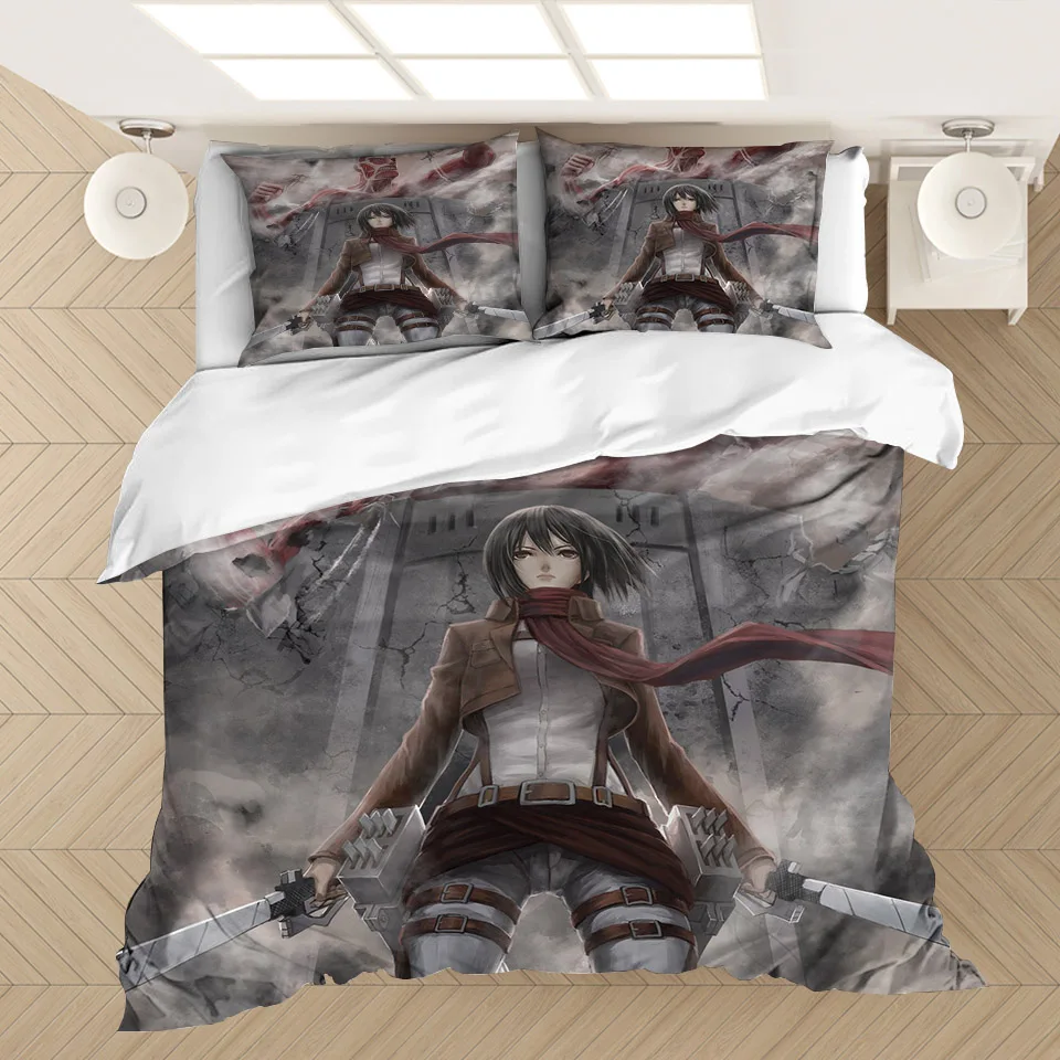 Anime Attack on Titan 3D Printed Bedding Set Duvet Covers Pillowcases Comforter Bedding Set Bedclothes Bed Linen(NO sheet)