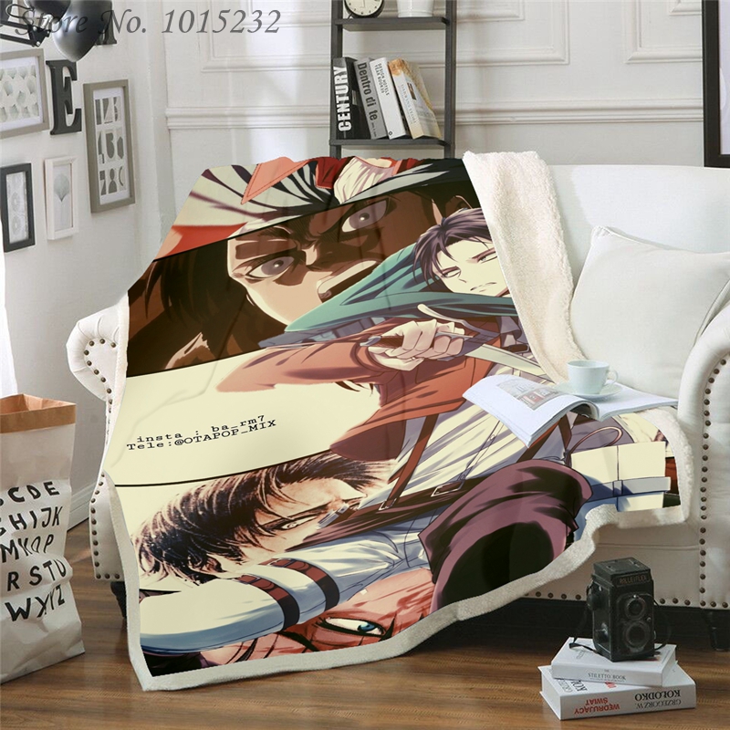 Anime Attack on Titan Funny Character Blanket 3D Print Sherpa Blanket on Bed Home Textiles Dreamlike Style