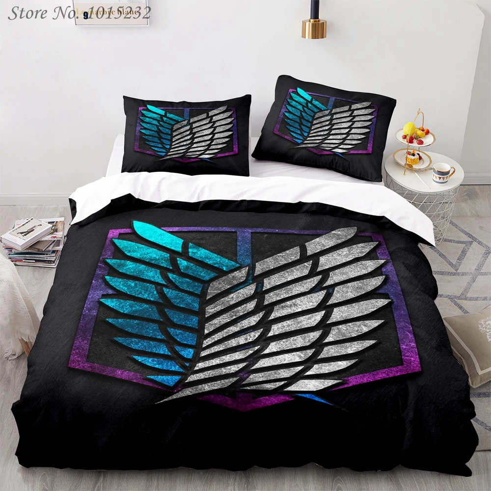 Japan Anime Attack on Titan 3D Printed Bedding Set Duvet Covers Pillowcases Comforter Bedding Set Bedclothes Bed Linen 03