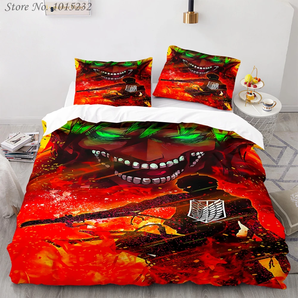 Japan Anime Attack on Titan 3D Printed Bedding Set Duvet Covers Pillowcases Comforter Bedding Set Bedclothes Bed Linen 03