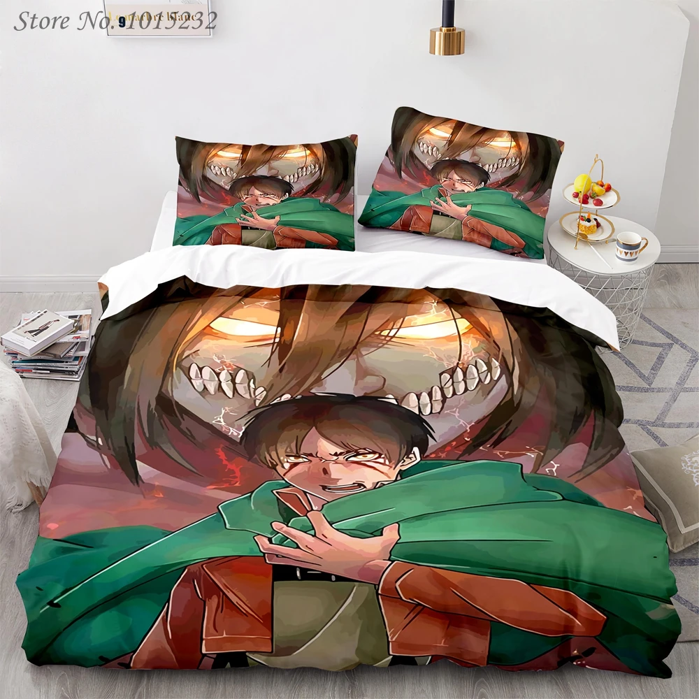 Japan Anime Attack on Titan 3D Printed Bedding Set Duvet Covers Pillowcases Comforter Bedding Set Bedclothes Bed Linen 03