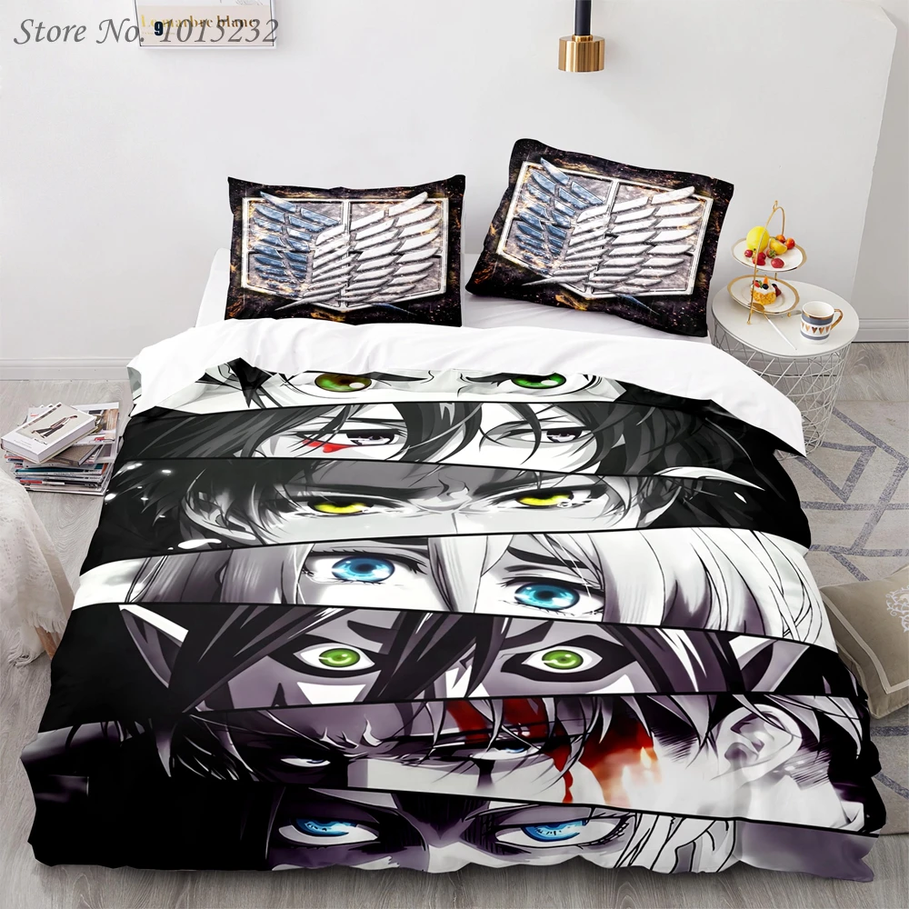 Japan Anime Attack on Titan 3D Printed Bedding Set Duvet Covers Pillowcases Comforter Bedding Set Bedclothes Bed Linen 06