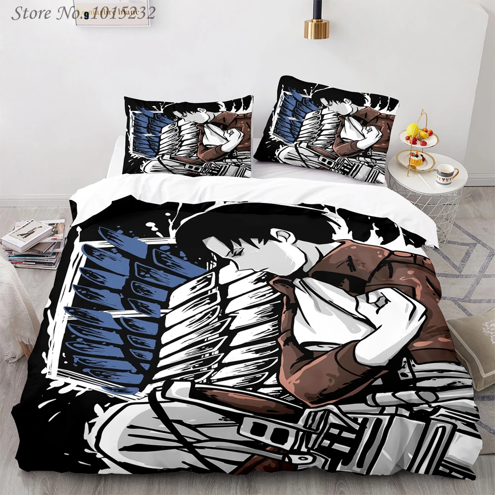 Japan Anime Attack on Titan 3D Printed Bedding Set Duvet Covers Pillowcases Comforter Bedding Set Bedclothes Bed Linen 06