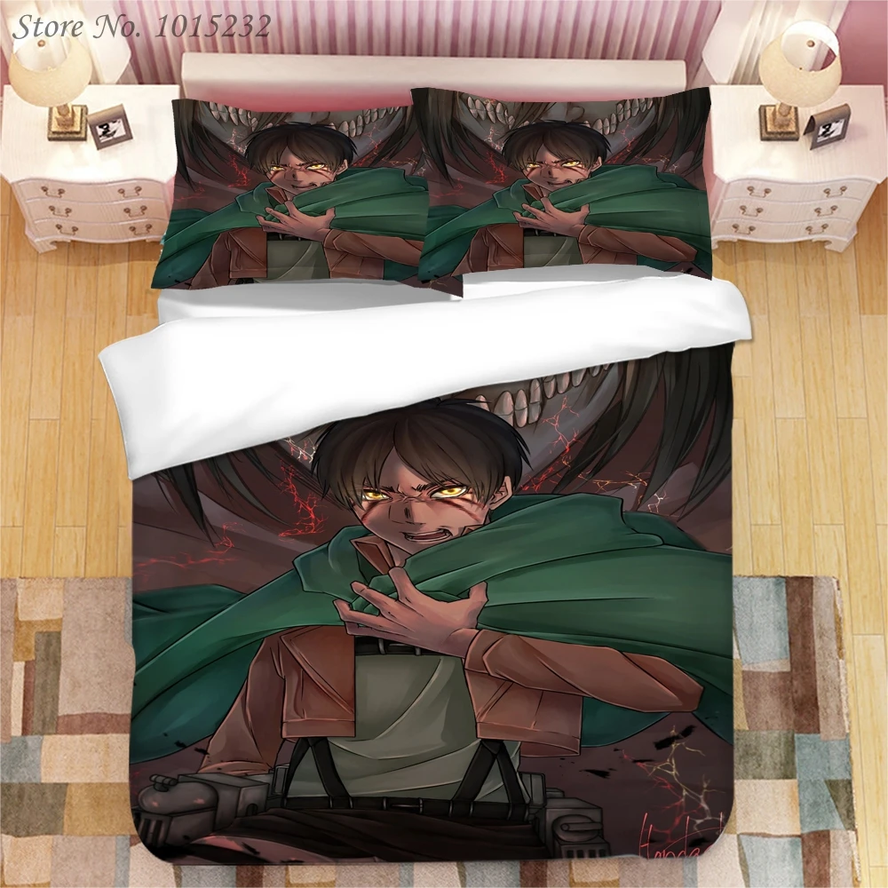 2021 NEW Attack on Titan 3D Printed Bedding Set Duvet Covers Pillowcases Comforter Bedding Set Bedclothes Bed Linen 02