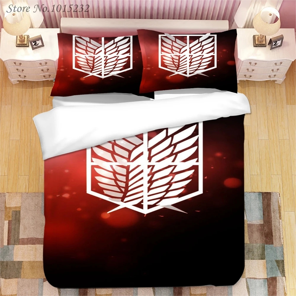 2021 NEW Attack on Titan 3D Printed Bedding Set Duvet Covers Pillowcases Comforter Bedding Set Bedclothes Bed Linen 02