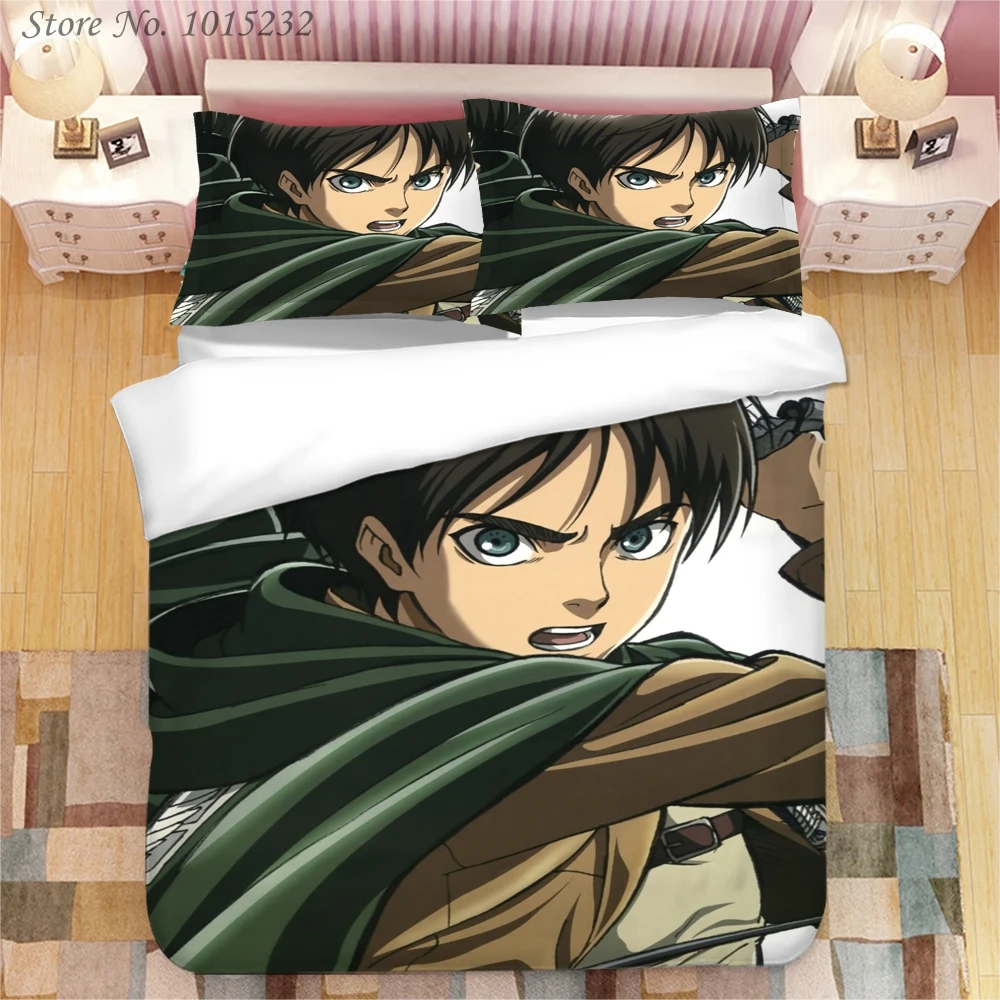 2021 NEW Attack on Titan 3D Printed Bedding Set Duvet Covers Pillowcases Comforter Bedding Set Bedclothes Bed Linen 02