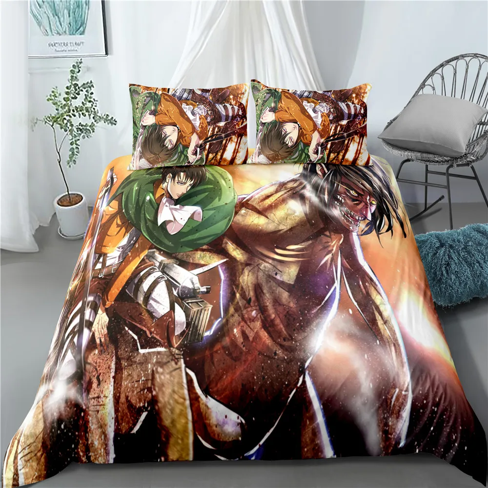 Anime Attack on Titan Home Textile Pillow Case 3D Bed Linen Duvet Covers Kids Comforter Bedding Sets Bed Set Home Decor Bedding