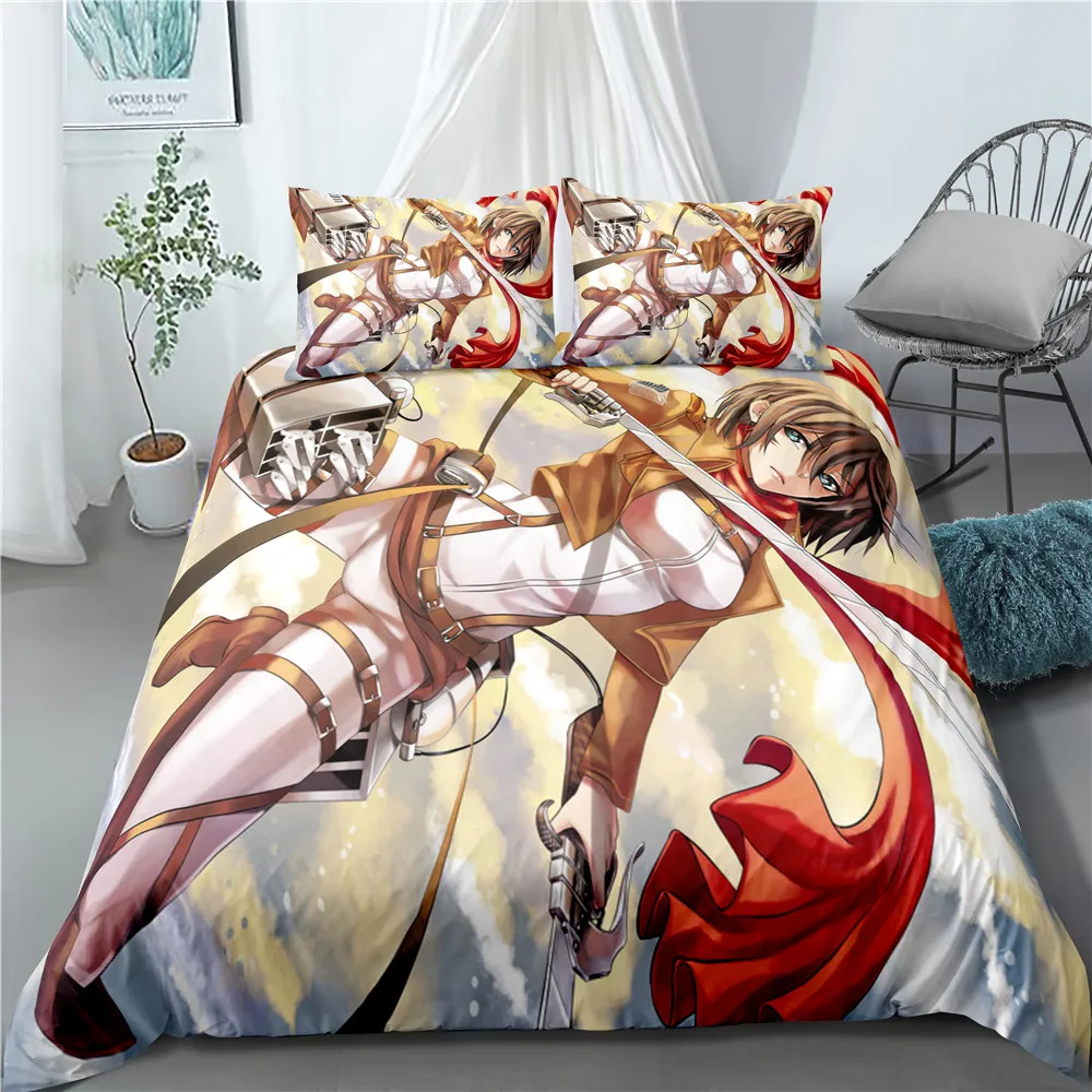 Anime Attack on Titan Home Textile Pillow Case 3D Bed Linen Duvet Covers Kids Comforter Bedding Sets Bed Set Home Decor Bedding