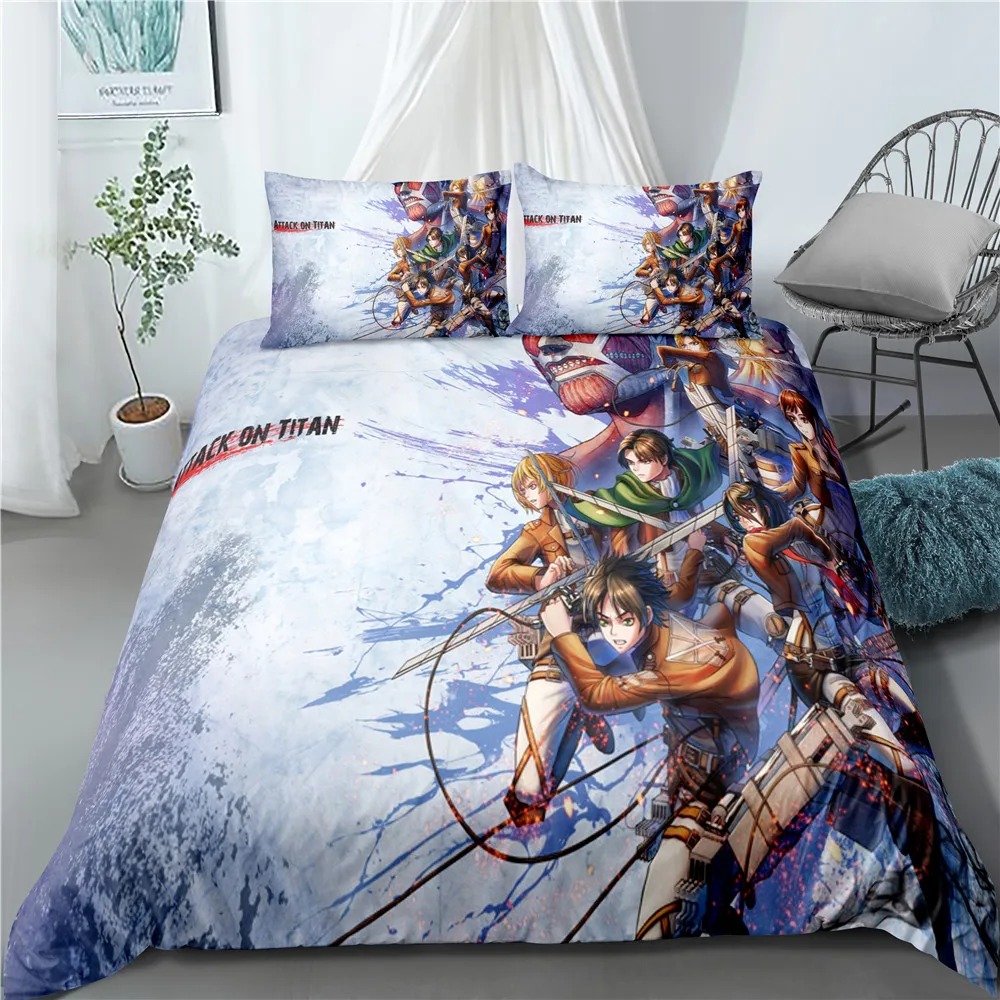 Anime Attack on Titan Home Textile Pillow Case 3D Bed Linen Duvet Covers Kids Comforter Bedding Sets Bed Set Home Decor Bedding