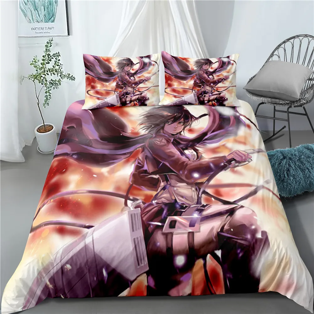 Anime Attack on Titan Home Textile Pillow Case 3D Bed Linen Duvet Covers Kids Comforter Bedding Sets Bed Set Home Decor Bedding