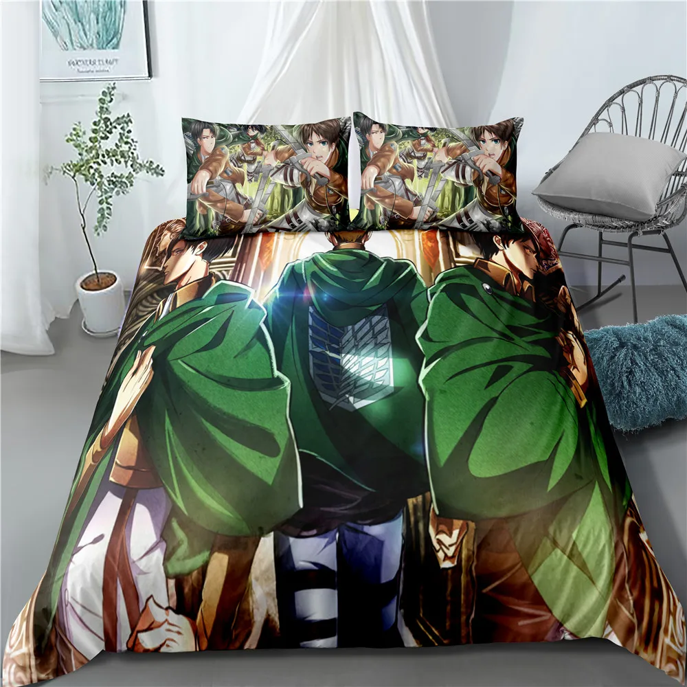 Anime Attack on Titan Home Textile Pillow Case 3D Bed Linen Duvet Covers Kids Comforter Bedding Sets Bed Set Home Decor Bedding