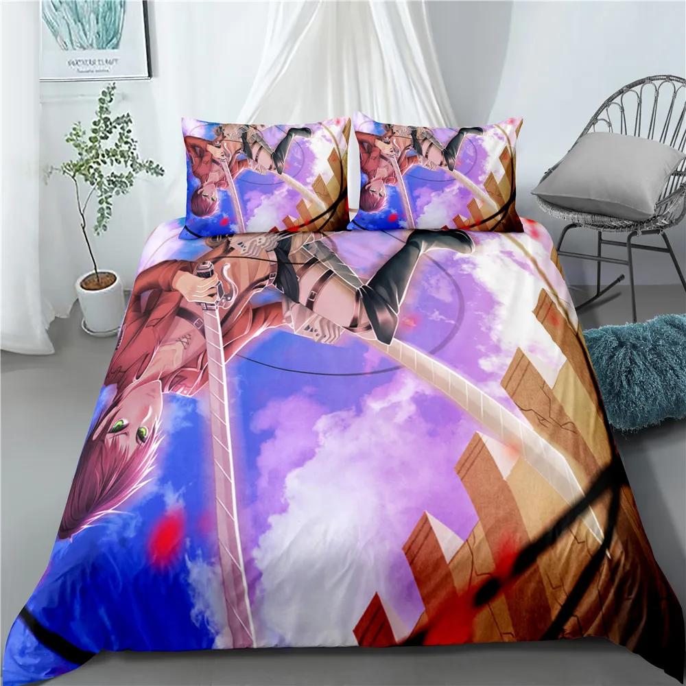 Anime Attack on Titan Home Textile Pillow Case 3D Bed Linen Duvet Covers Kids Comforter Bedding Sets Bed Set Home Decor Bedding