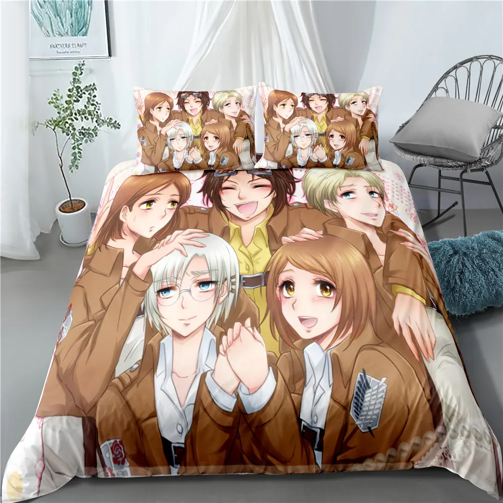 Anime Attack on Titan Home Textile Pillow Case 3D Bed Linen Duvet Covers Kids Comforter Bedding Sets Bed Set Home Decor Bedding