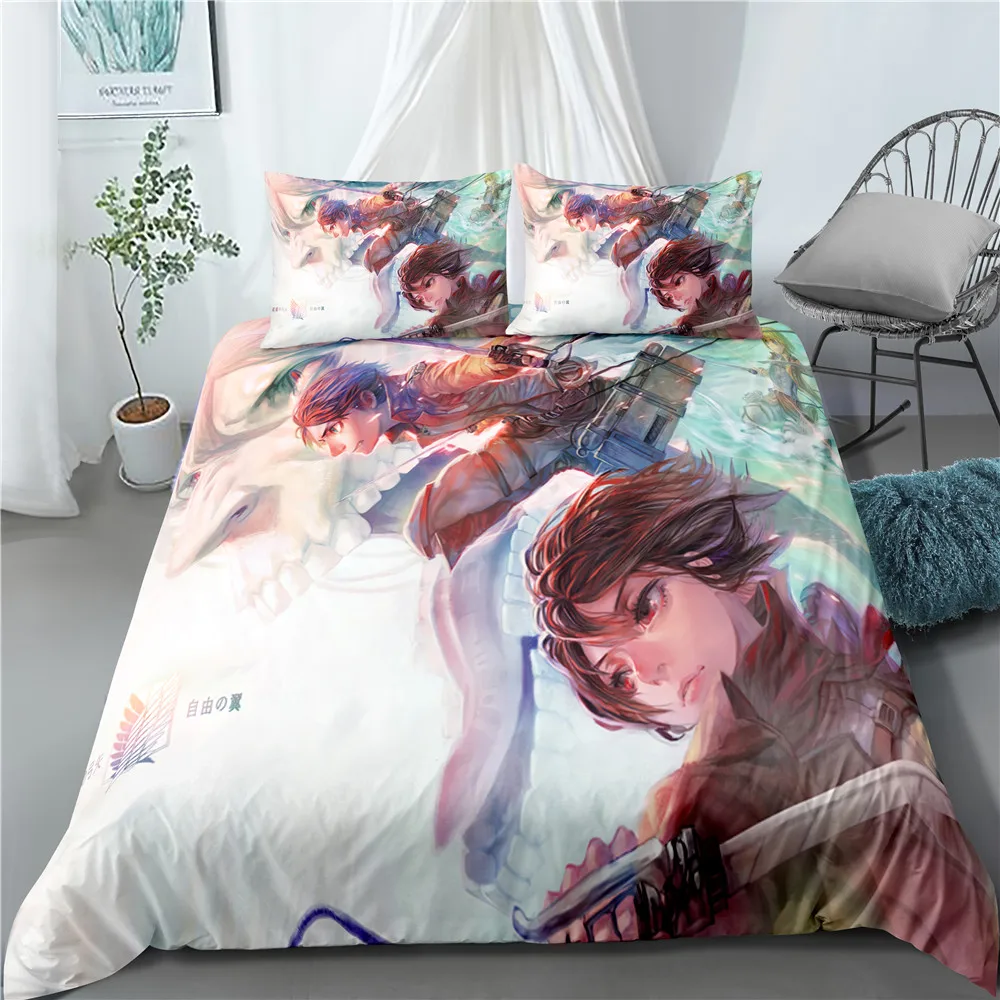 Anime Attack on Titan Home Textile Pillow Case 3D Bed Linen Duvet Covers Kids Comforter Bedding Sets Bed Set Home Decor Bedding