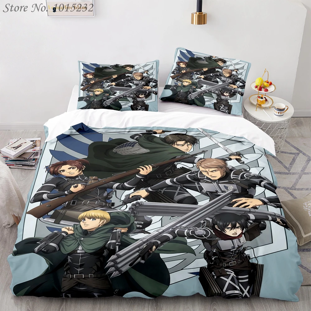 Japan Anime Attack on Titan 3D Printed Bedding Set Duvet Covers Pillowcases Comforter Bedding Set Bedclothes Bed Linen 04