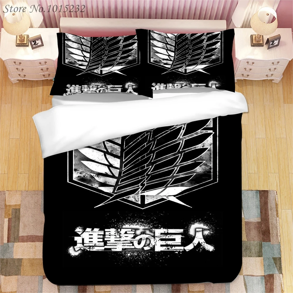 2021 NEW Attack on Titan 3D Printed Bedding Set Duvet Covers Pillowcases Comforter Bedding Set Bedclothes Bed Linen 04