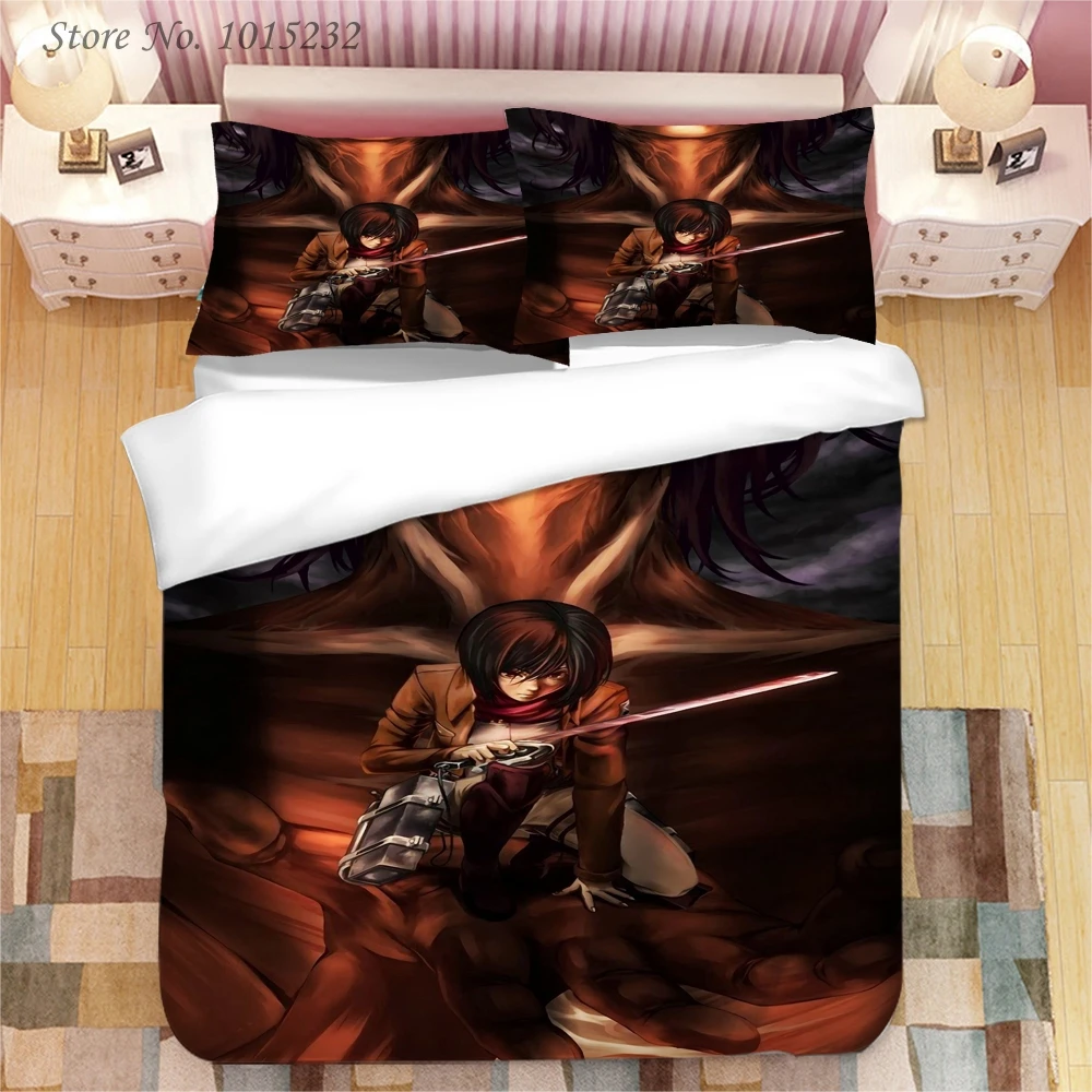 2021 NEW Attack on Titan 3D Printed Bedding Set Duvet Covers Pillowcases Comforter Bedding Set Bedclothes Bed Linen 04