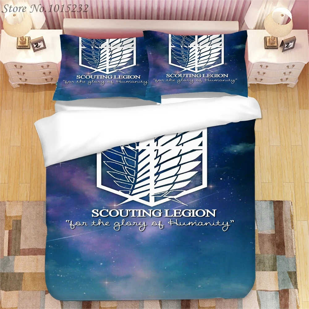 2021 NEW Attack on Titan 3D Printed Bedding Set Duvet Covers Pillowcases Comforter Bedding Set Bedclothes Bed Linen 04