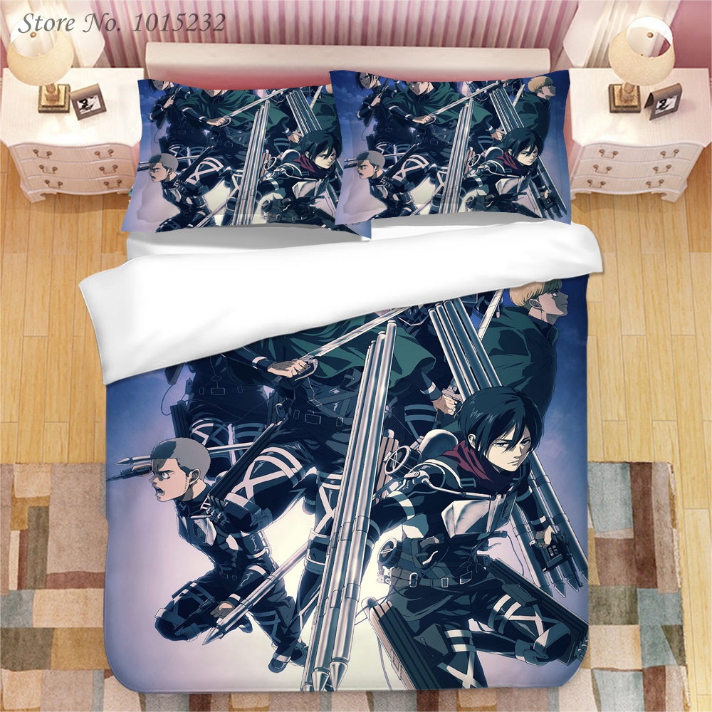 2021 NEW Attack on Titan 3D Printed Bedding Set Duvet Covers Pillowcases Comforter Bedding Set Bedclothes Bed Linen 04