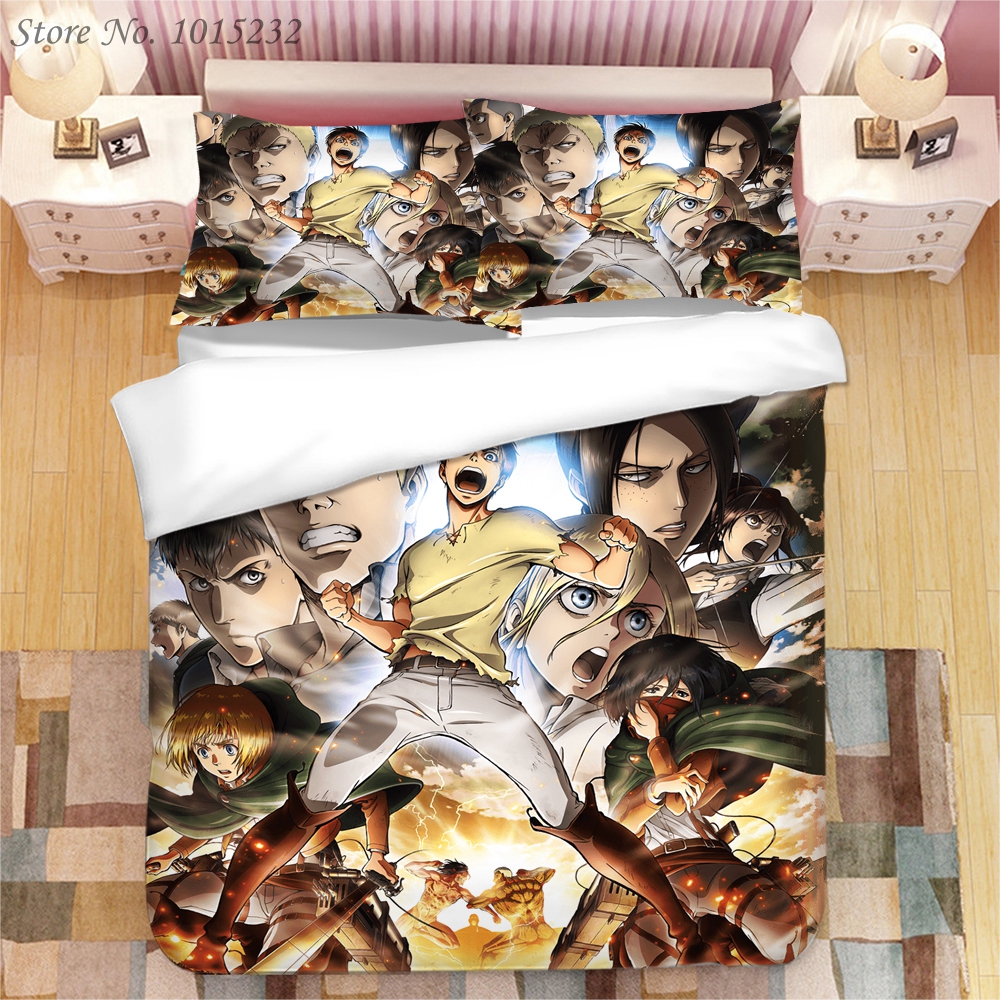 2021 NEW Attack on Titan 3D Printed Bedding Set Duvet Covers Pillowcases Comforter Bedding Set Bedclothes Bed Linen 04