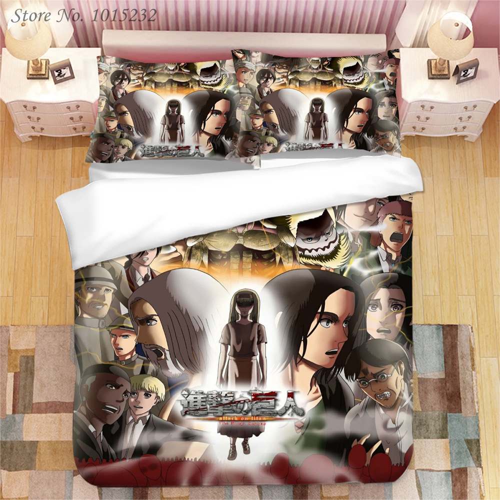 2021 NEW Attack on Titan 3D Printed Bedding Set Duvet Covers Pillowcases Comforter Bedding Set Bedclothes Bed Linen 01