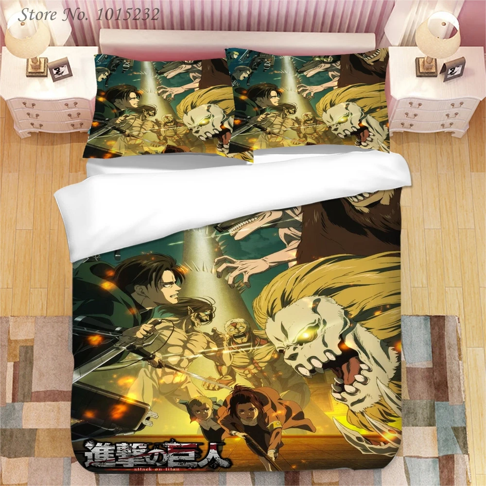 2021 NEW Attack on Titan 3D Printed Bedding Set Duvet Covers Pillowcases Comforter Bedding Set Bedclothes Bed Linen 01