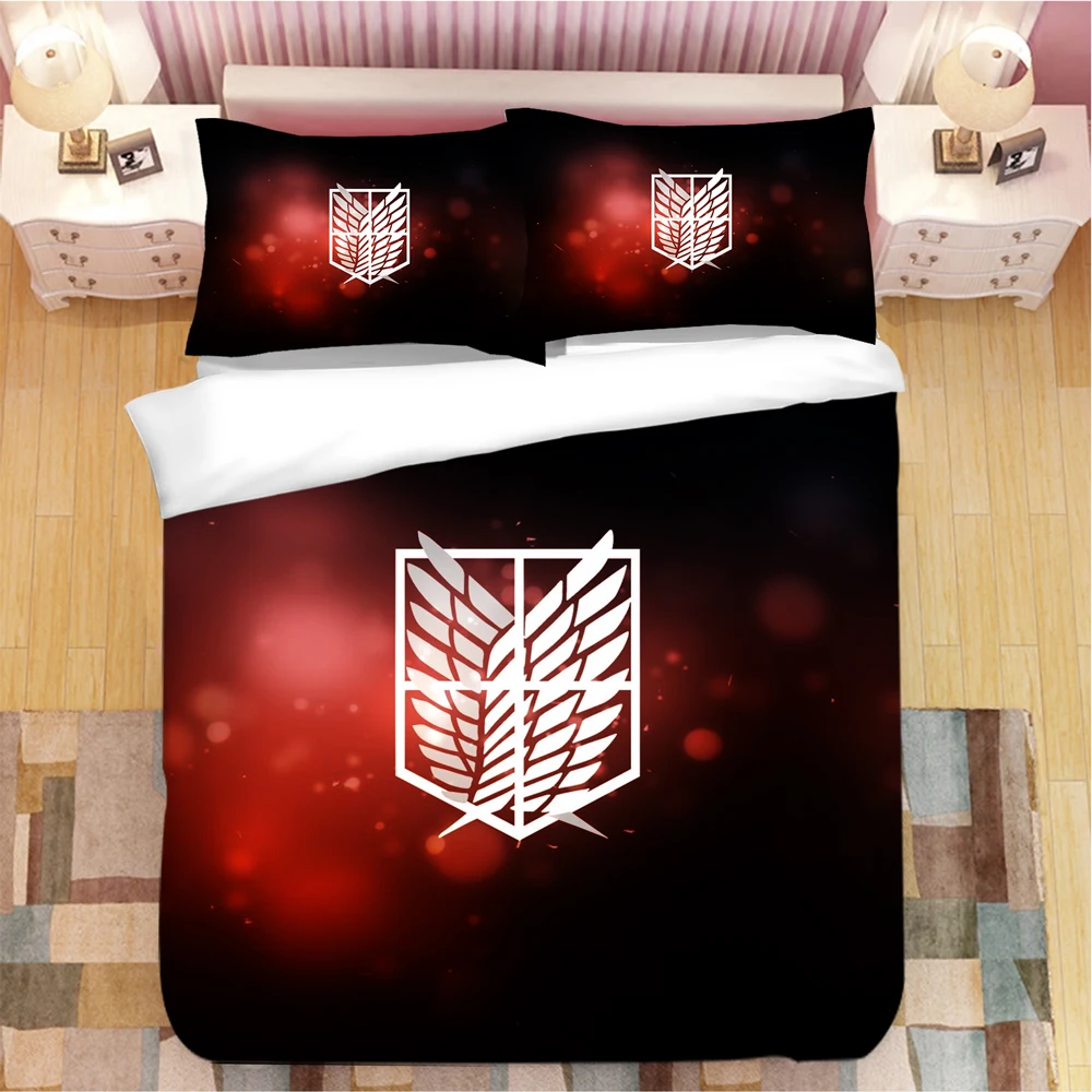 Attack on Titan Anime 3D Printed Bedding Cover Bedding Set Duvet Cover Cartoon Giant Comforter Bed Linen Bed Set (NO Sheet)