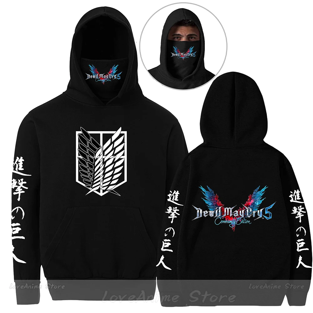 Anime Hoodie Attack On Titan Mask Sweatshirts Casual Oversized Long Sleeve Sweater New Men's Hoodies