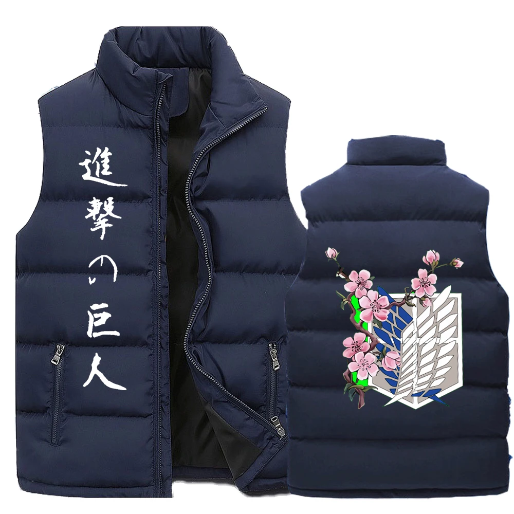 Attack on Titan Men's Winter Down Jacket Casual Anime Sleeveless Vest Casual Coats Women Cotton Men's Waistcoat