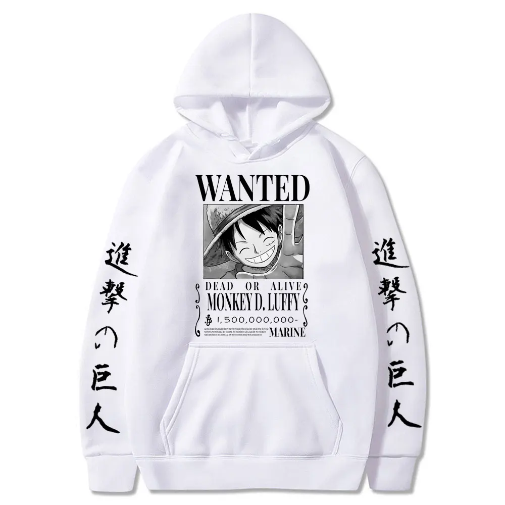 One Piece Luffy Hoodie Anime Attack on Titan Hoodies Fleece Pullover Sweatshirts Streetwear Oversized Clothes