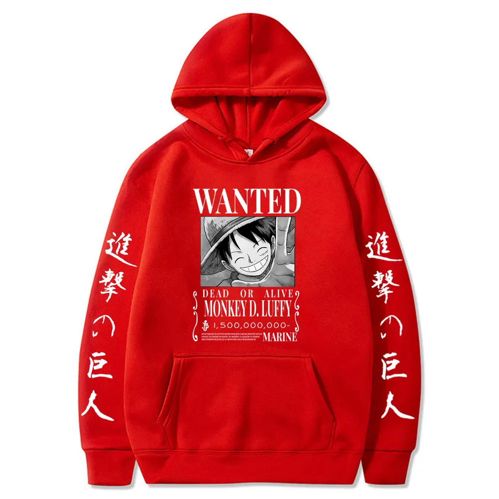 One Piece Luffy Hoodie Anime Attack on Titan Hoodies Fleece Pullover Sweatshirts Streetwear Oversized Clothes