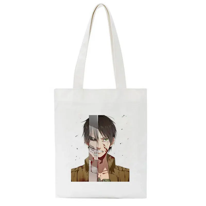 Women Attack On Titan Bag Cartoon Letter Print Japanese 2021 Summer Large Capacity Fashion Punk Fun Vintage Shoulder Canvas Bags