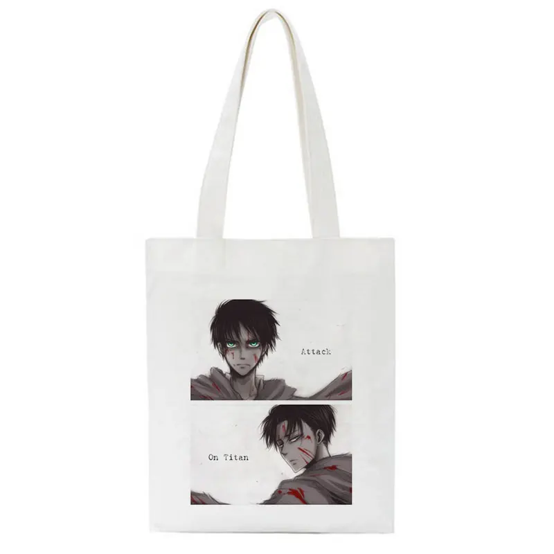 Women Attack On Titan Bag Cartoon Letter Print Japanese 2021 Summer Large Capacity Fashion Punk Fun Vintage Shoulder Canvas Bags