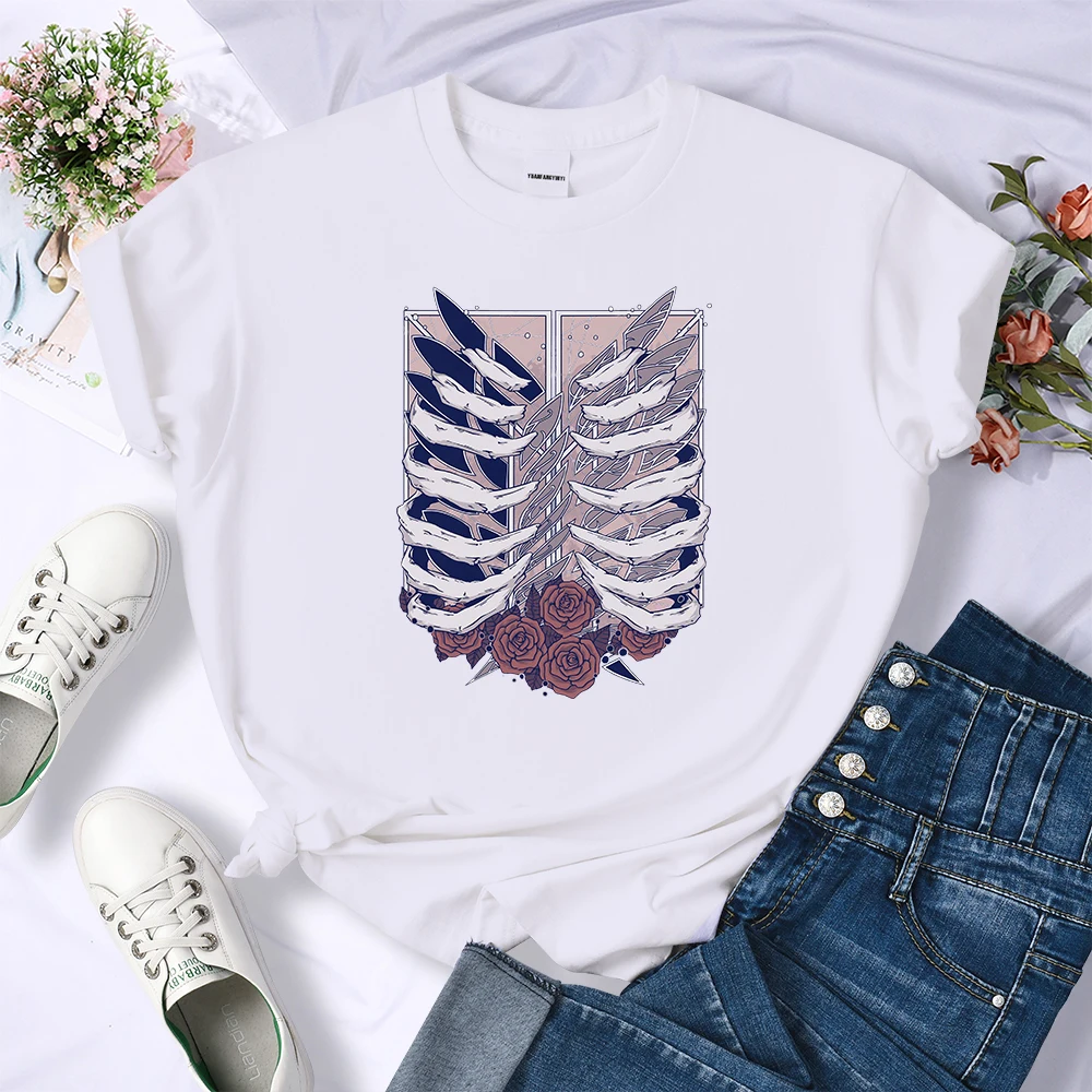 Attack On Titan Vintage Anime Y2K Female Tshirt Street Breathable T Shirt Personality Street Crop Top Summer Cool Sport T Shirts